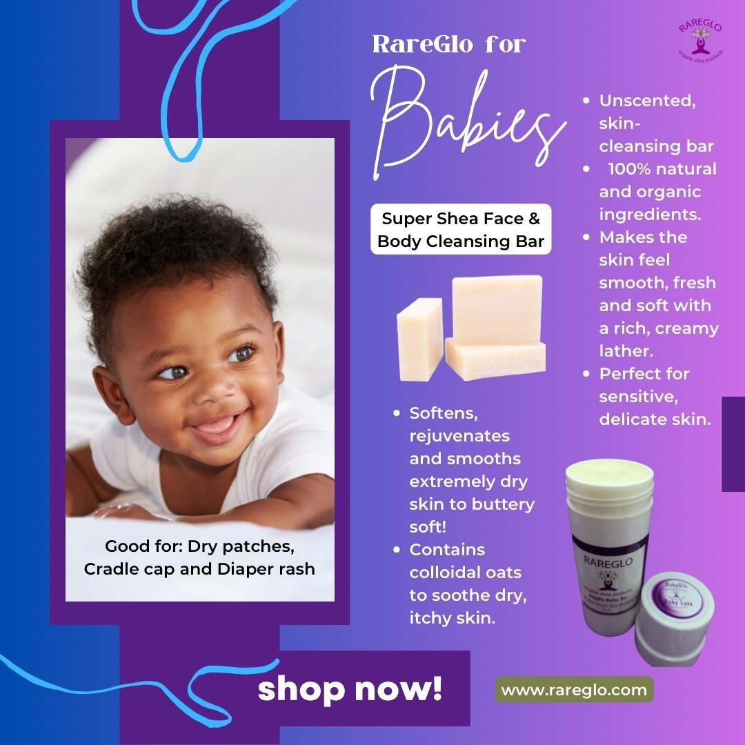 BabyGlo Face and Body Cleansing Bar Bundle - Gentle Care for Your Baby's Skin - RareGlo Organic Shea Products